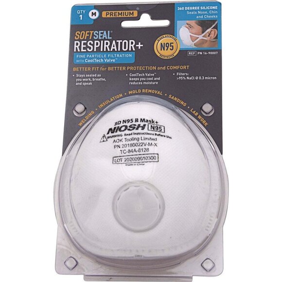 Soft Seal Other - Softseal Medium N95 360-Degree Silicone Seal 3D Respirator with Valve 16-90007
